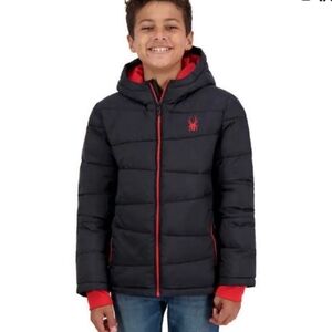 Spyder Black Puffer Jacket with Red Logo